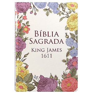 Bíblia King James 1611 - Semi Luxo - Flores Coloridas