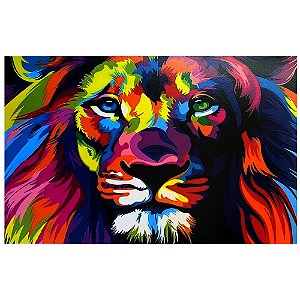 Quadro MDF Grande - Lion Colors
