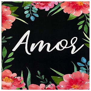 Quadro MDF Pequeno 13x13 - Amor Preto