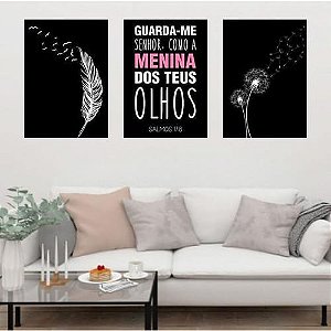 Kit Quadros MDF 20cmx30cm - Guarda-me Senhor Como A Menina Dos Teus Olhos