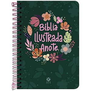 Bíblia Ilustrada Anote - NVT - Espiral - Cores e Flores
