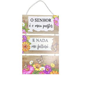 Placa de Madeira O Senhor é o Meu Pastor - 3 peças