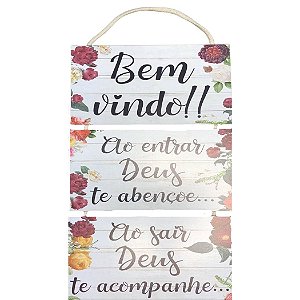 Placa de Madeira Bem - Vindo - 3 peças