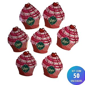 Kit 50 unidades Cartão Mãe - Cupcake Granulado