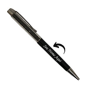 Caneta Metal Strass - Personalizada com Nome - Preta