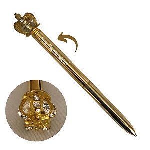Caneta Metal Coroa Personalizada com Nome - Dourado