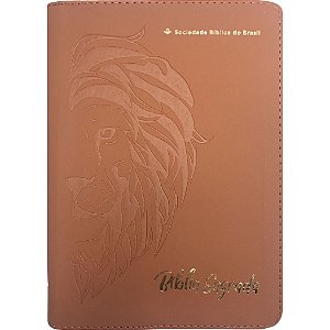 Bíblia RA - Letra Grande com Zíper - Leão - Caramelo - SBB