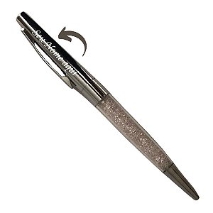 Caneta Metal Executiva com Strass Personalizada com Nome - Prata