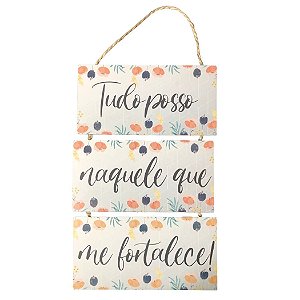 Trio Placa de MDF - Tudo Posso (10cmx20cm)