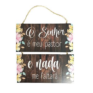 Duo Placa de MDF - O Senhor é o Meu Pastor (10cmx20cm)