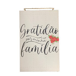 Placa de MDF - Gratidão por Minha Família (18cmx28cm)