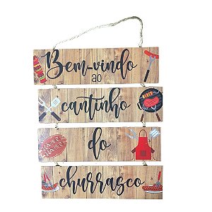 Placa de MDF - Bem vindo ao Cantinho (25cmx7cm) - 4 Peças