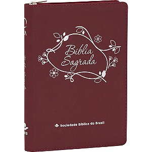 Bíblia RA - Letra Grande com Zíper - Flores - Vermelha - SBB