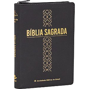 Bíblia RC Letra Grande com Zíper - Cruz - Preta - SBB