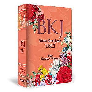 Bíblia King James 1611 com Estudo Holman - Rosa florida - Capa Dura