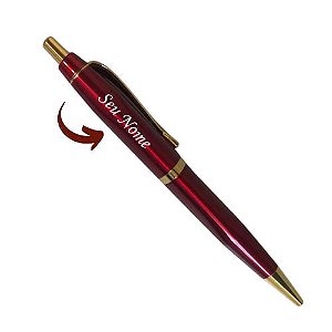 Caneta Metal Executiva Personalizada - Vermelho com Dourado