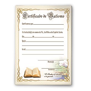 Certificado de Batismo - Pequeno - Central Betel