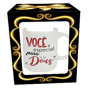 Caneca de Porcelana - Você é Especial para Deus - Branca - Cerâmica Regina