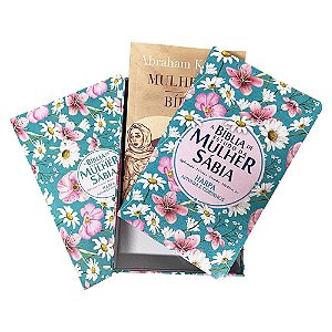 Box Bíblia de Estudo da Mulher Sábia RC + Livro Mulheres da Bíblia - C/Harpa Avivada e Corinhos - Capa Luxo - Jardim Margaridas - CPP