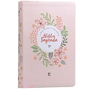 Bíblia AEC - Letra Gigante - Salmão Floral - Vida #20AnosDe100%