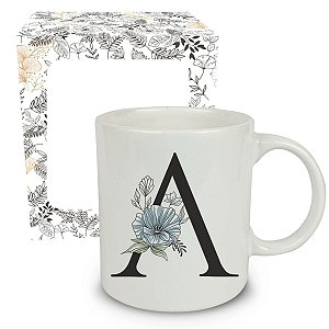 Caneca de Porcelana - Alfabeto Floral - Cerâmica Regina