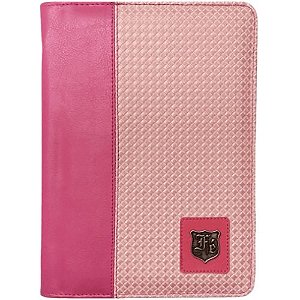 Capa de Bíblia em Couro Grande - Zíper - Rosa