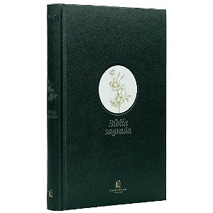 Bíblia NVI - Letra Grande - Capa Dura Tecido Verde Cetim - Flor Minimalista - Thomas Nelson