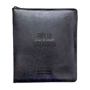 Bíblia Leia e Anote - RC - Zíper - Capa Luxo Preta - Geográfica