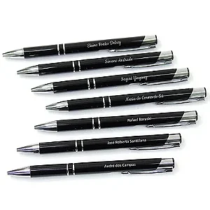 Caneta Metal Personalizada - Clássica 2 listras - Preta