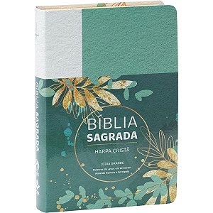 Bíblia RC Harpa Cristã - Letra Grande - Capa Semiflexível Floral Verde e Branco - CPAD