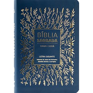 Bíblia RC Harpa Cristã - Letra Gigante - Capa Luxo Floral Azul - CPAD