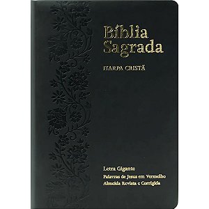 Bíblia RC Harpa Cristã - Letra Gigante - Capa Luxo Floral Preta - CPAD