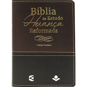 Bíblia de Estudo Herança Reformada RA - 2ª Edição - Capa Luxo Marrom e Preta - SBB