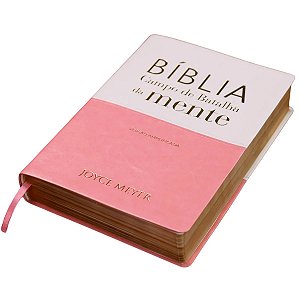 Bíblia Campo de Batalha da Mente - Joyce Meyer - Branco e Rosa - Versão Amplificada - Bello