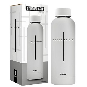 Garrafa Térmica Grip: Jesus Cristo 500ml - Emborrachada - Brasfoot #BlackFriday