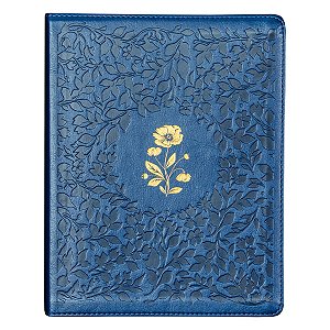 Bíblia ACF Com Espaço Para Anotações, Couro-Soft Azul Com Flores - Thomas Nelson