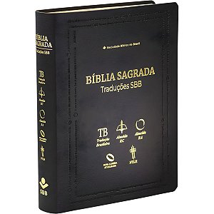 Bíblia Traduções: TB, RC, RA, NAA e NTLH - Capa Luxo Preta - SBB