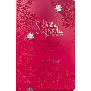Bíblia RC Jardim Pink - Com Harpa e Corinhos - Letra Jumbo - Capa Luxo - CPP