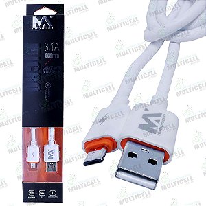 CABO USB TURBO 3.1A MAX MÍDIA MICRO USB V8 BRANCO