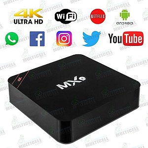CONVERSOR SMART TV BOX MX9 4K ULTRA HD Wi-Fi ANDROID HDMI USB DDR 3G FLASH 16G MALLAT