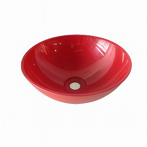 Cuba Plástica Vermelha Redonda de Sobrepor (Apoio) Para Banheiro