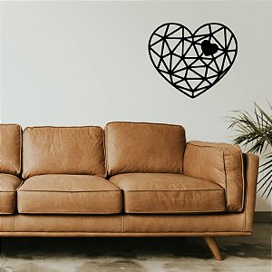 Quadro Coração Geométrico Preto Fosco