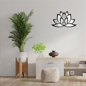 Espelho Flor de Lótus com Fundo Preto