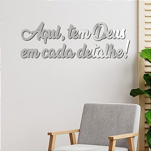 Espelho Aqui, tem Deus em cada detalhe! - Acrílico Prata