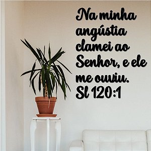 Placa "Na minha angústia clamei ao Senhor..." - Acríl. Preto