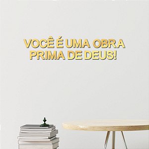 Espelho "Você é uma obra prima de Deus!" - Acrílico Dourado