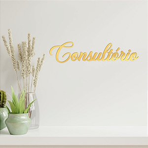 Palavra Decorativa Espelhada "Consultório" - Acrílico Dourado