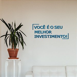 Espelho Decorativo VOCÊ É O SEU MELHOR INVESTIMENTO Azul Cor:Azul