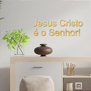 Espelho Decor "Jesus Cristo é o Senhor!" - Acrílico Dourado