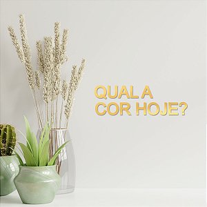 Espelho Decorativo " QUAL A COR HOJE?" F1 - Acrílico Dourado